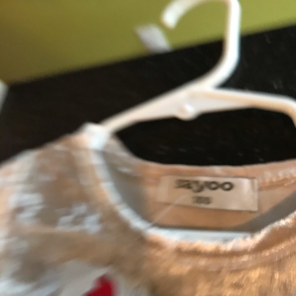 Sayoo Cream Soft Velvet Hi Low Dress w/Fringe - Picture 2 of 3